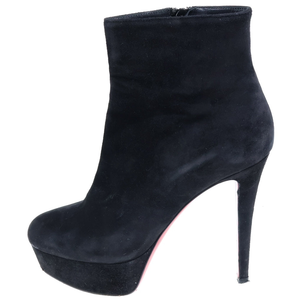 CHRISTIAN LOUBOUTIN(クリスチャンルブタン) スエードショートヒールブーツ ブラック×レッド #37 レディース