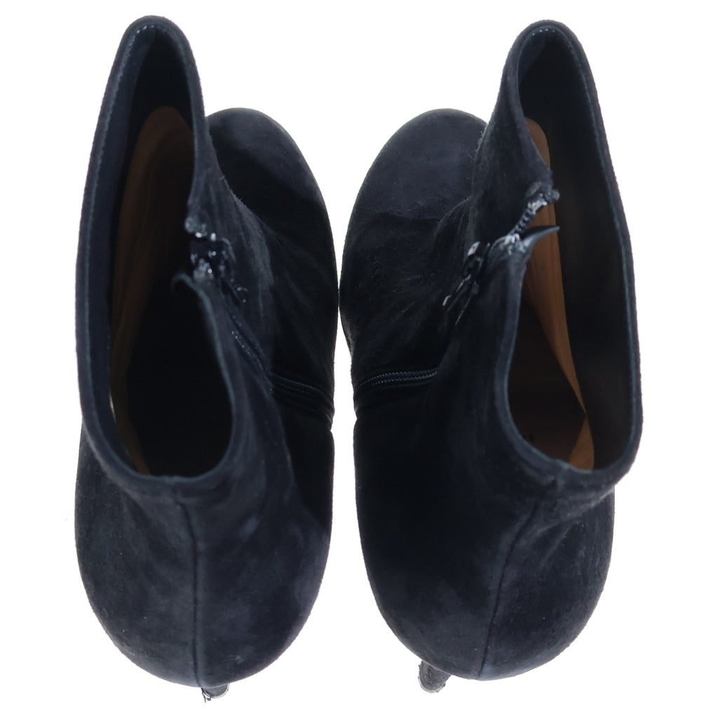 CHRISTIAN LOUBOUTIN(クリスチャンルブタン) スエードショートヒールブーツ ブラック×レッド #37 レディース