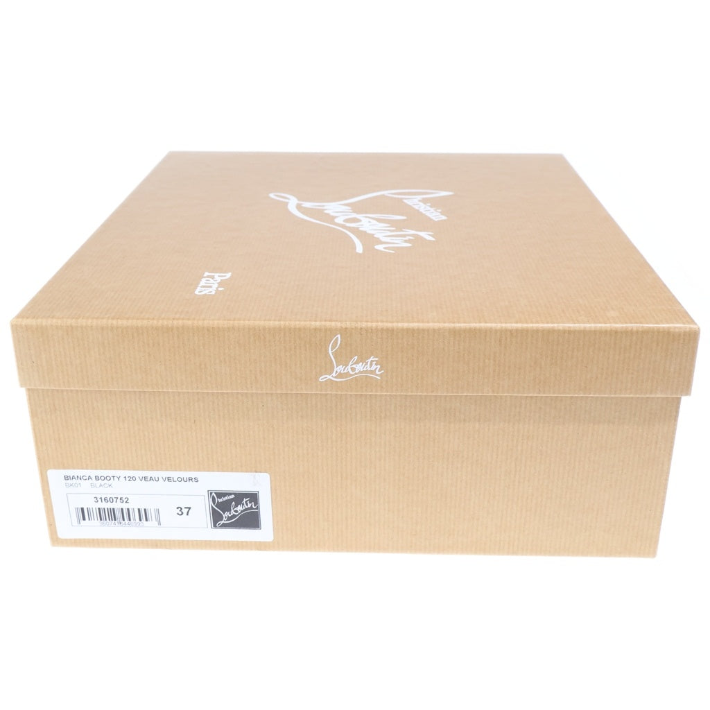 CHRISTIAN LOUBOUTIN(クリスチャンルブタン) スエードショートヒールブーツ ブラック×レッド #37 レディース