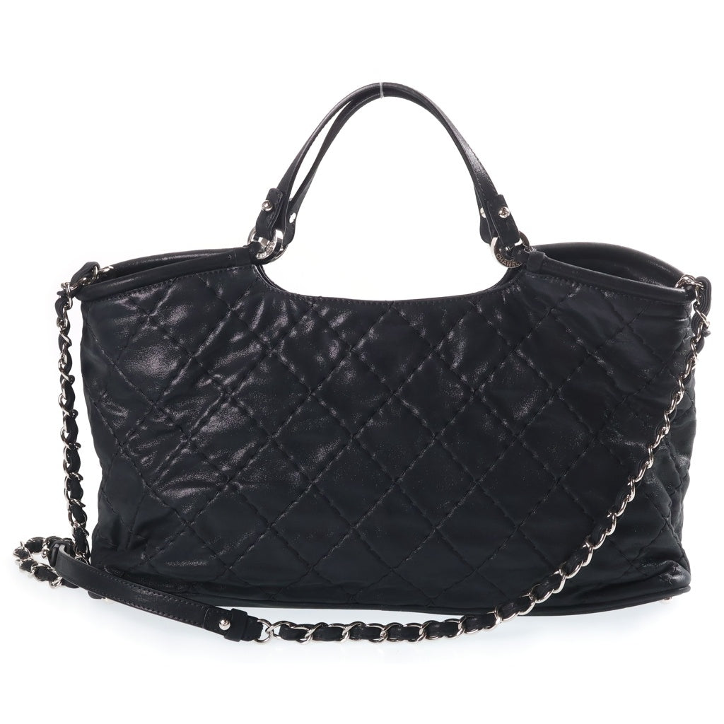 CHANEL(シャネル) ワイルドステッチ チェーンショルダーバッグ ハンドバッグ ブラック レザー シルバー金具 レディース