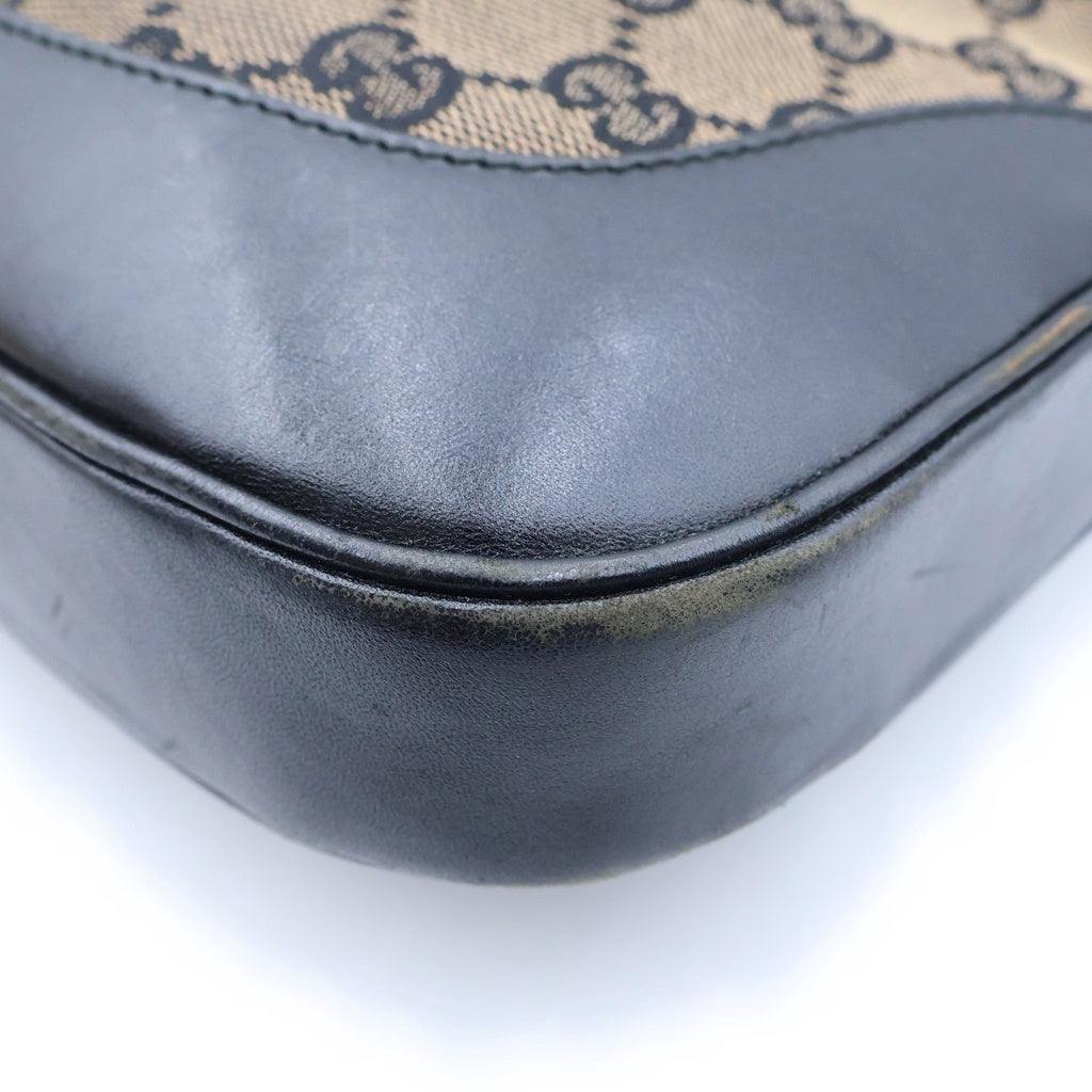 GUCCI(グッチ) ジャッキー1961 ハンドバッグ ワンショルダーバッグ ブラック×ブラウン レザー×キャンバス 13306 ゴールド金具 レディース