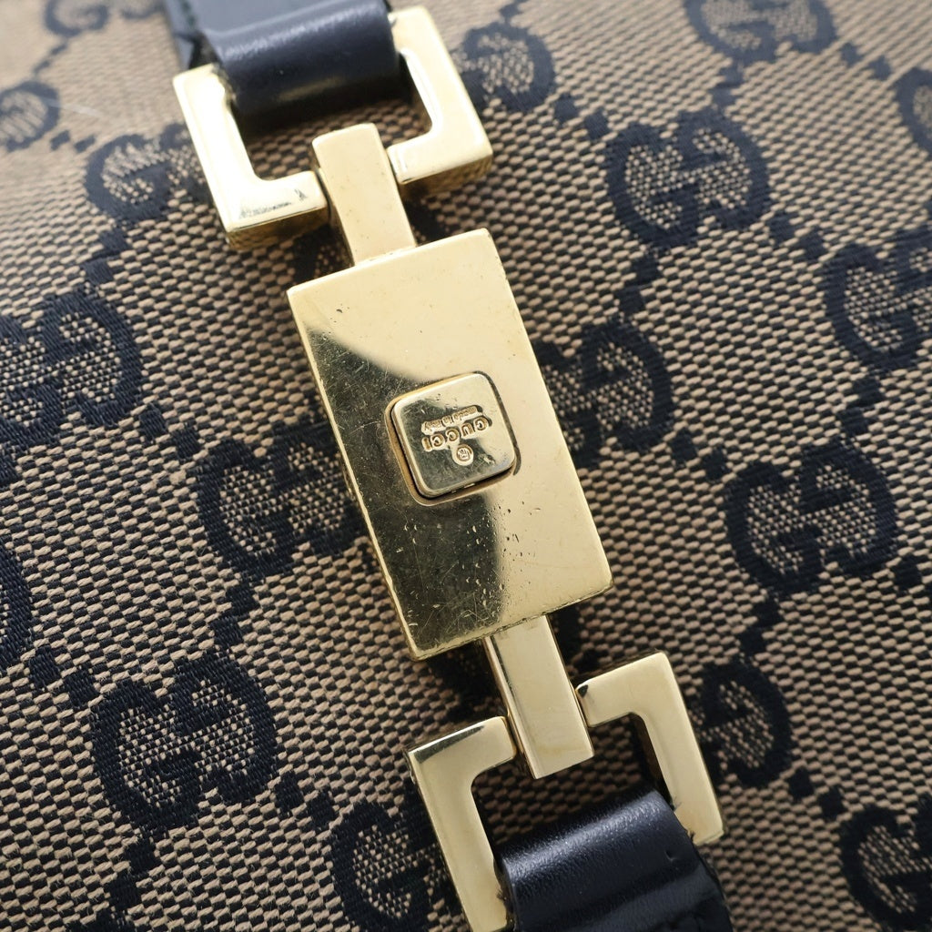 GUCCI(グッチ) ジャッキー1961 ハンドバッグ ワンショルダーバッグ ブラック×ブラウン レザー×キャンバス 13306 ゴールド金具 レディース