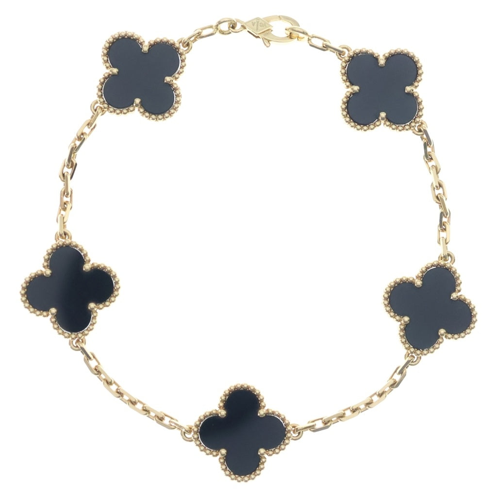 Van Cleef & Arpels(ヴァンクリーフアンドアーペル) ヴィンテージアルハンブラ 5モチーフ オニキス Au750 K18YG ブレスレット イエローゴールド VCARA41300 レディース