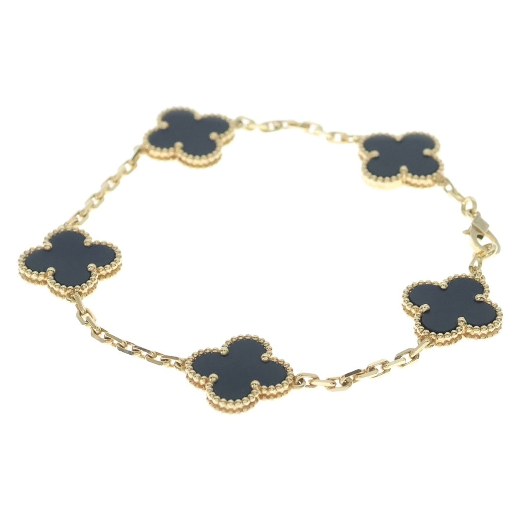 Van Cleef & Arpels(ヴァンクリーフアンドアーペル) ヴィンテージアルハンブラ 5モチーフ オニキス Au750 K18YG ブレスレット イエローゴールド VCARA41300 レディース