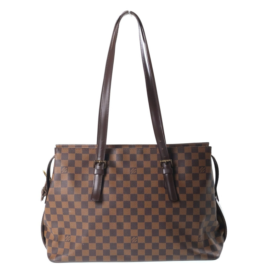 LOUIS VUITTON(ルイヴィトン) ダミエ チェルシー ハンドバッグ ボストンバッグ ブラウン レザー×PVC N51119 ゴールド金具 レディース