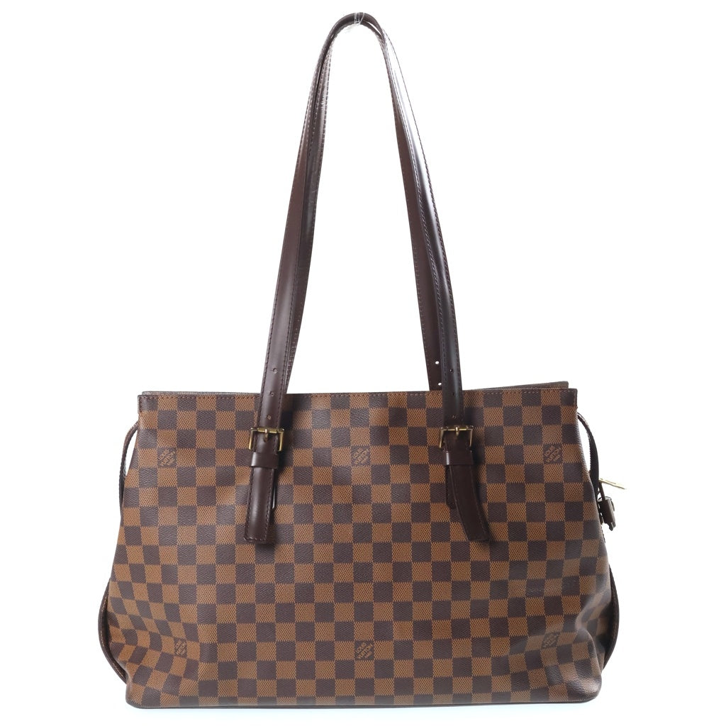 LOUIS VUITTON(ルイヴィトン) ダミエ チェルシー ハンドバッグ ボストンバッグ ブラウン レザー×PVC N51119 ゴールド金具 レディース