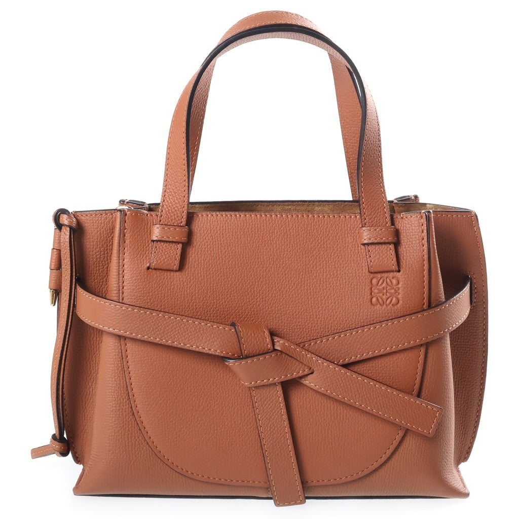 LOEWE(ロエベ) ゲートトップハンドル ミニ 2WAYハンドバッグ ショルダーバッグ ブラウン レザー ゴールド金具 レディース