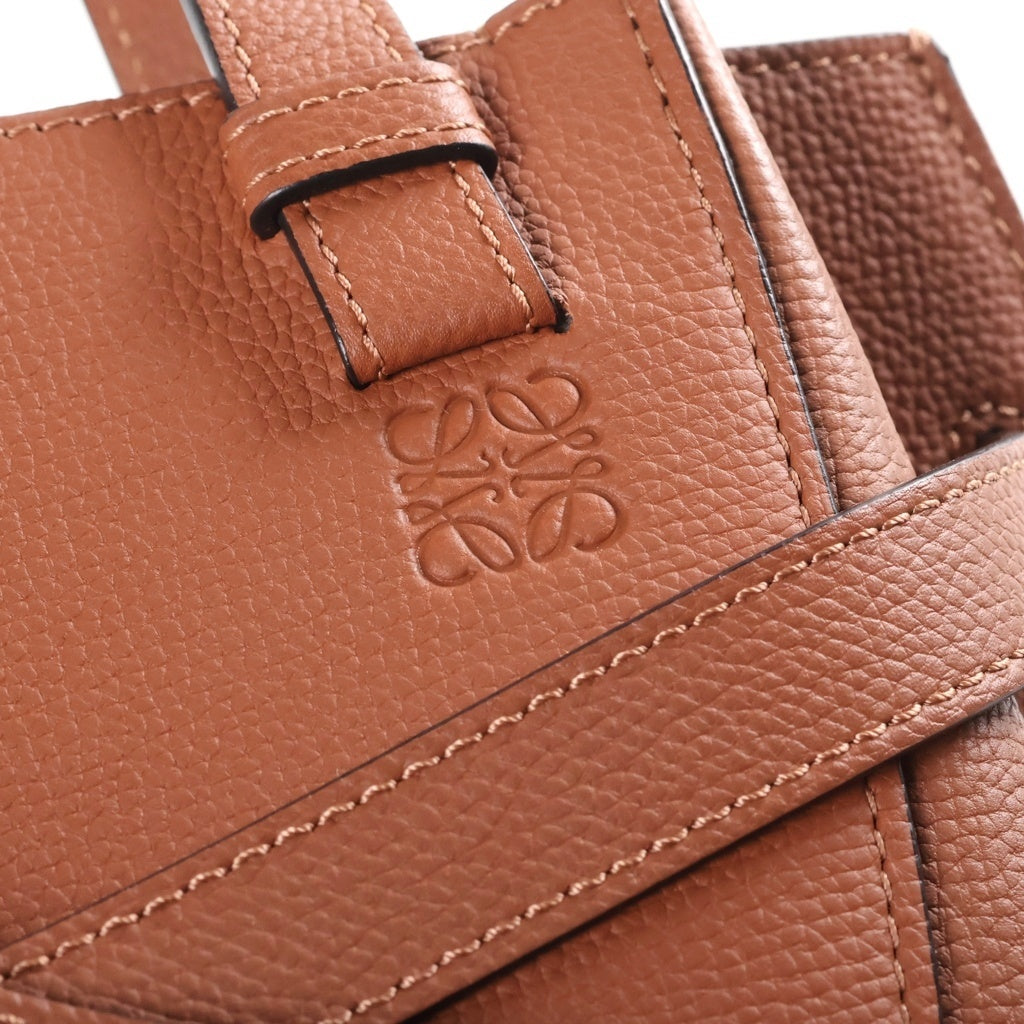 LOEWE(ロエベ) ゲートトップハンドル ミニ 2WAYハンドバッグ ショルダーバッグ ブラウン レザー ゴールド金具 レディース