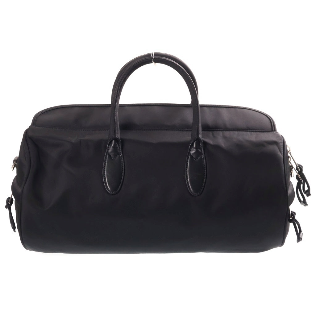 GUCCI(グッチ) シェリーライン ミディアム ダッフルバッグ 2WAYハンドバッグ ショルダーバッグ ブラック ナイロン 800185 シルバー金具