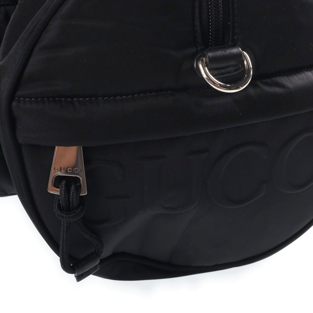 GUCCI(グッチ) シェリーライン ミディアム ダッフルバッグ 2WAYハンドバッグ ショルダーバッグ ブラック ナイロン 800185 シルバー金具