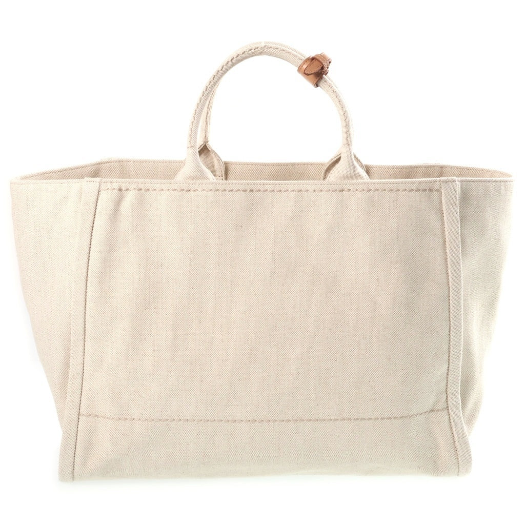 PRADA(プラダ) ジャルディニエール リネンブレンド ハンドバッグ トートバッグ アイボリー レザー×キャンバス 2VG125 ゴールド金具 レディース