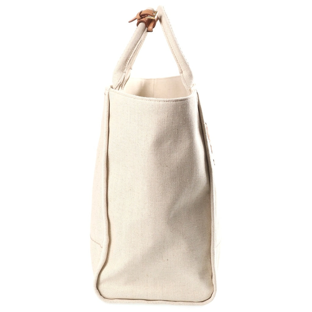 PRADA(プラダ) ジャルディニエール リネンブレンド ハンドバッグ トートバッグ アイボリー レザー×キャンバス 2VG125 ゴールド金具 レディース