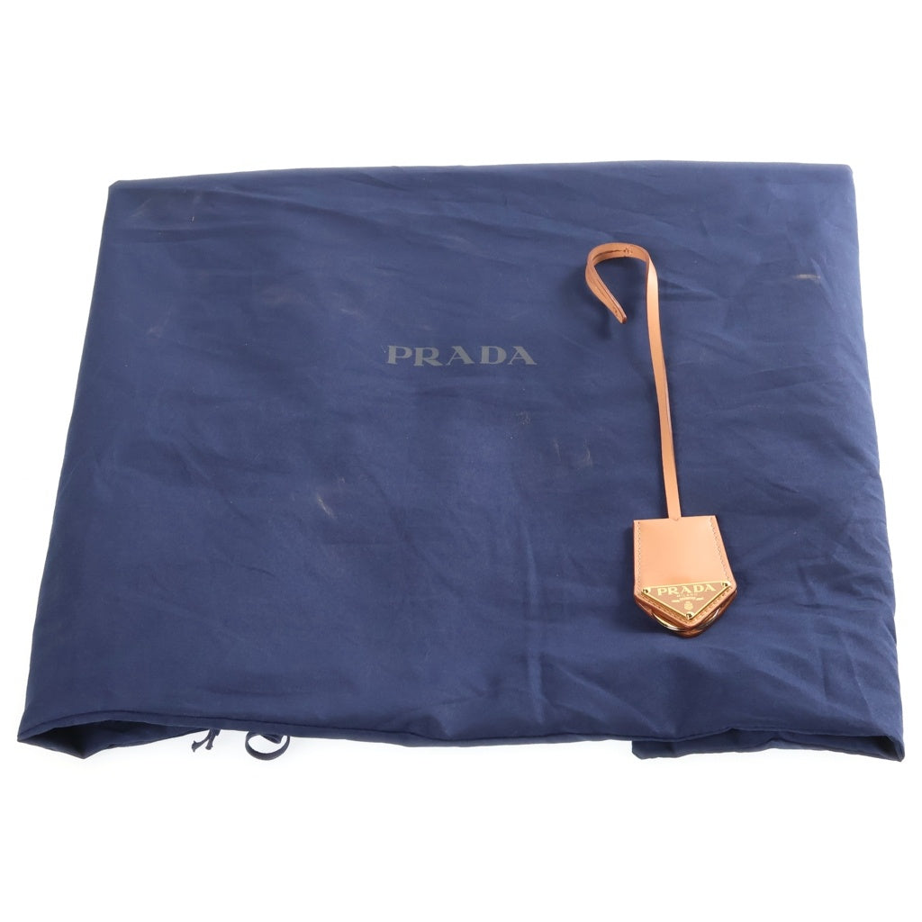 PRADA(プラダ) ジャルディニエール リネンブレンド ハンドバッグ トートバッグ アイボリー レザー×キャンバス 2VG125 ゴールド金具 レディース
