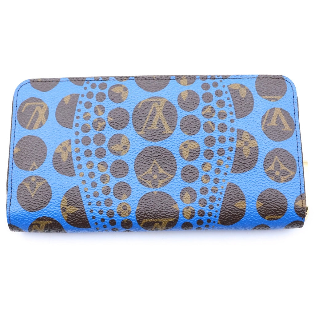 LOUIS VUITTON(ルイヴィトン) 草間彌生 モノグラム・パンプキンドット ジッピーウォレット ロングウォレット ブラウン×ブルー レザー×PVC M60448 ゴールド金具 レディース