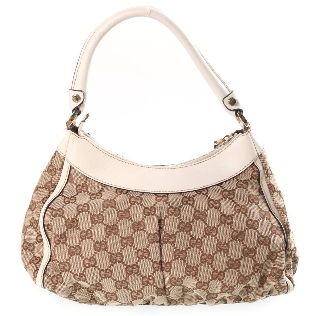 GUCCI(グッチ) GGキャンバス アビーライン レザー ワンショルダーバッグ ゴールド金具 ホワイト/ベージュ 189833 レディース