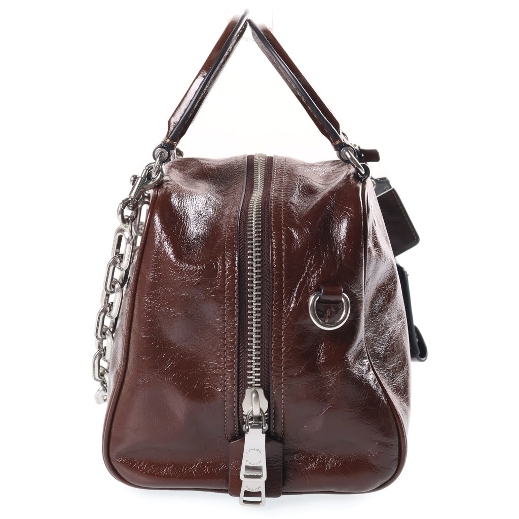 COACH(コーチ) キューブ ローグ 20 2WAYハンドバッグ ショルダーバッグ ブラウン レザー D2580-CBH04 シルバー金具 レディース