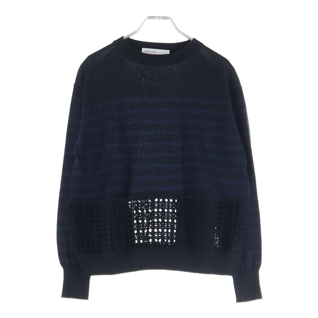 sacai luck(サカイ ラック) ニット ボーダー 長袖 コットン ブラック/ネイビー レディース