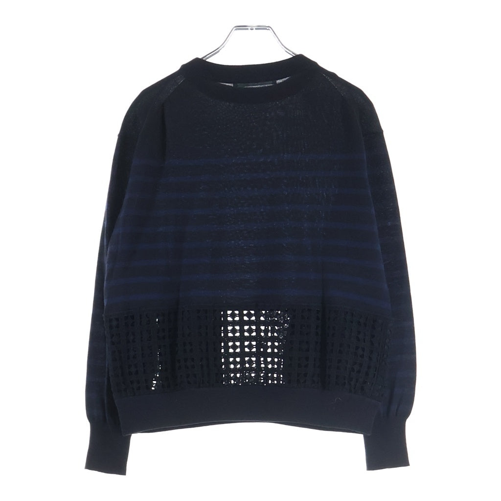 sacai luck(サカイ ラック) ニット ボーダー 長袖 コットン ブラック/ネイビー レディース