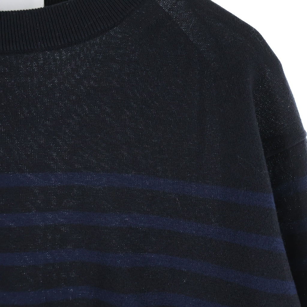 sacai luck(サカイ ラック) ニット ボーダー 長袖 コットン ブラック/ネイビー レディース