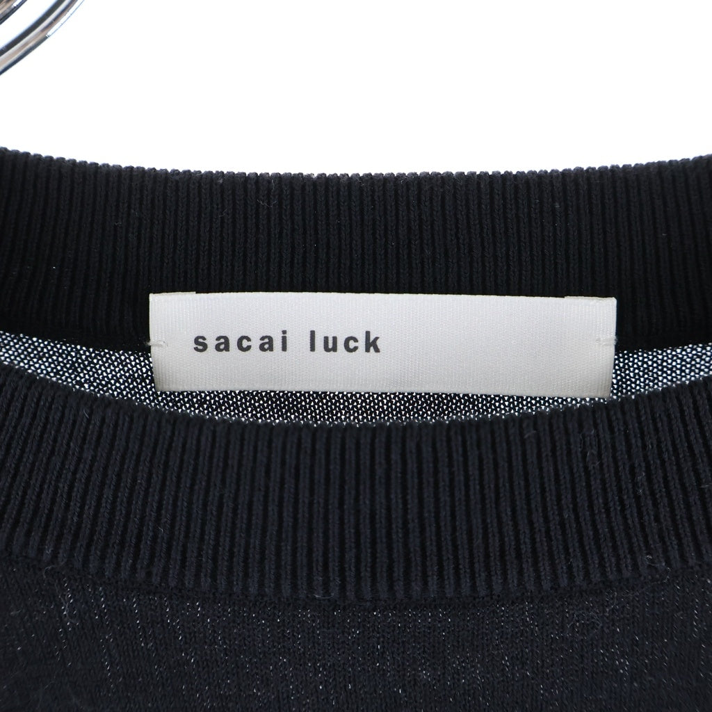sacai luck(サカイ ラック) ニット ボーダー 長袖 コットン ブラック/ネイビー レディース