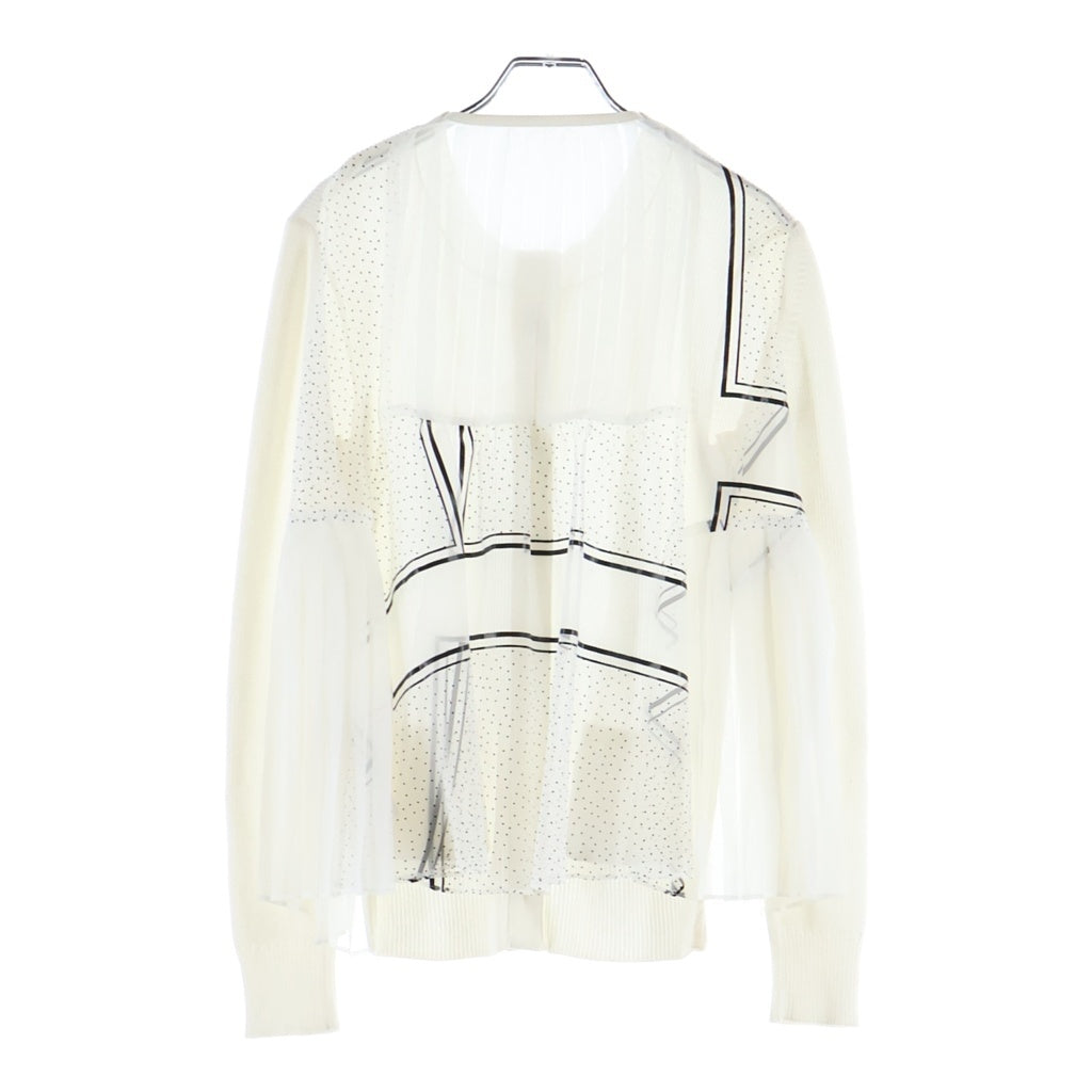 Sacai(サカイ) カーディガン ドット柄 プリーツ コットン ホワイト レディース