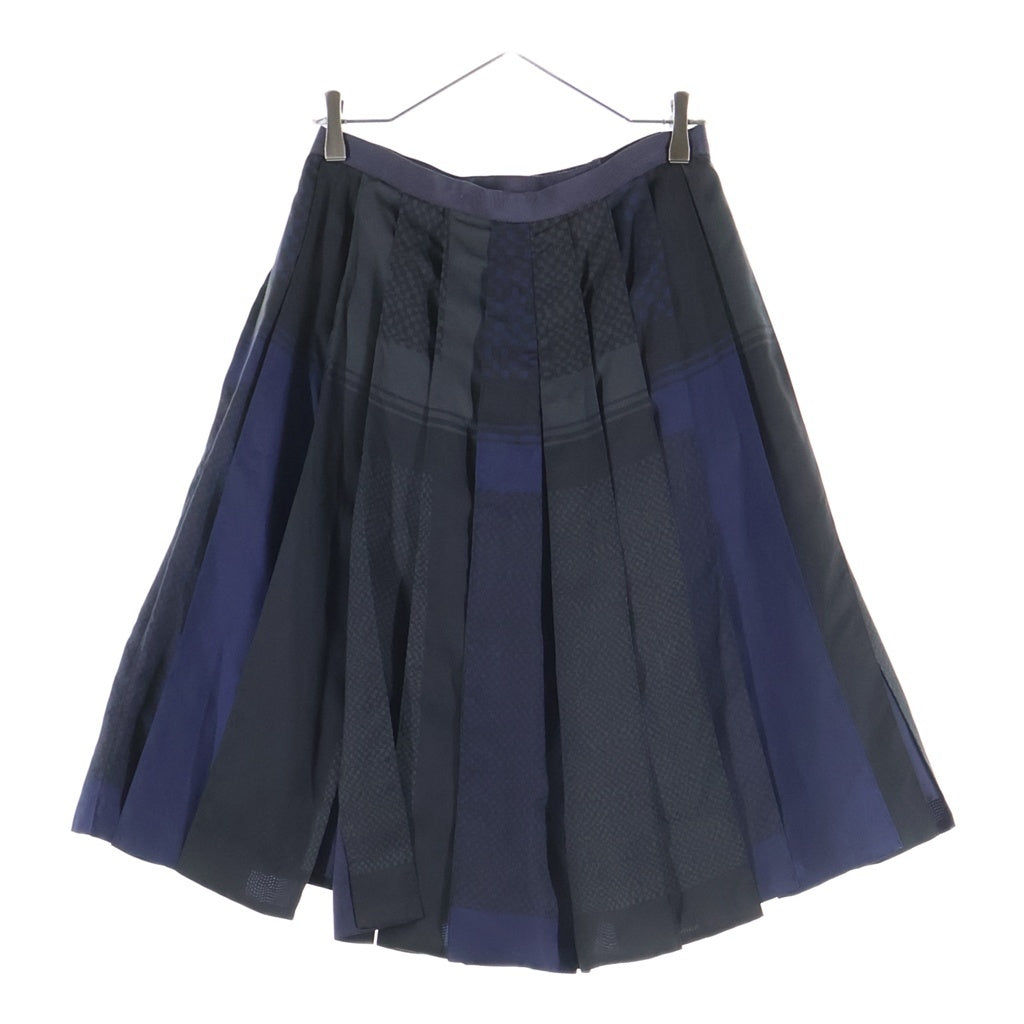 Sacai(サカイ) キュロットパンツ スカート プリーツ コットン リネン ブラック/ネイビー レディース