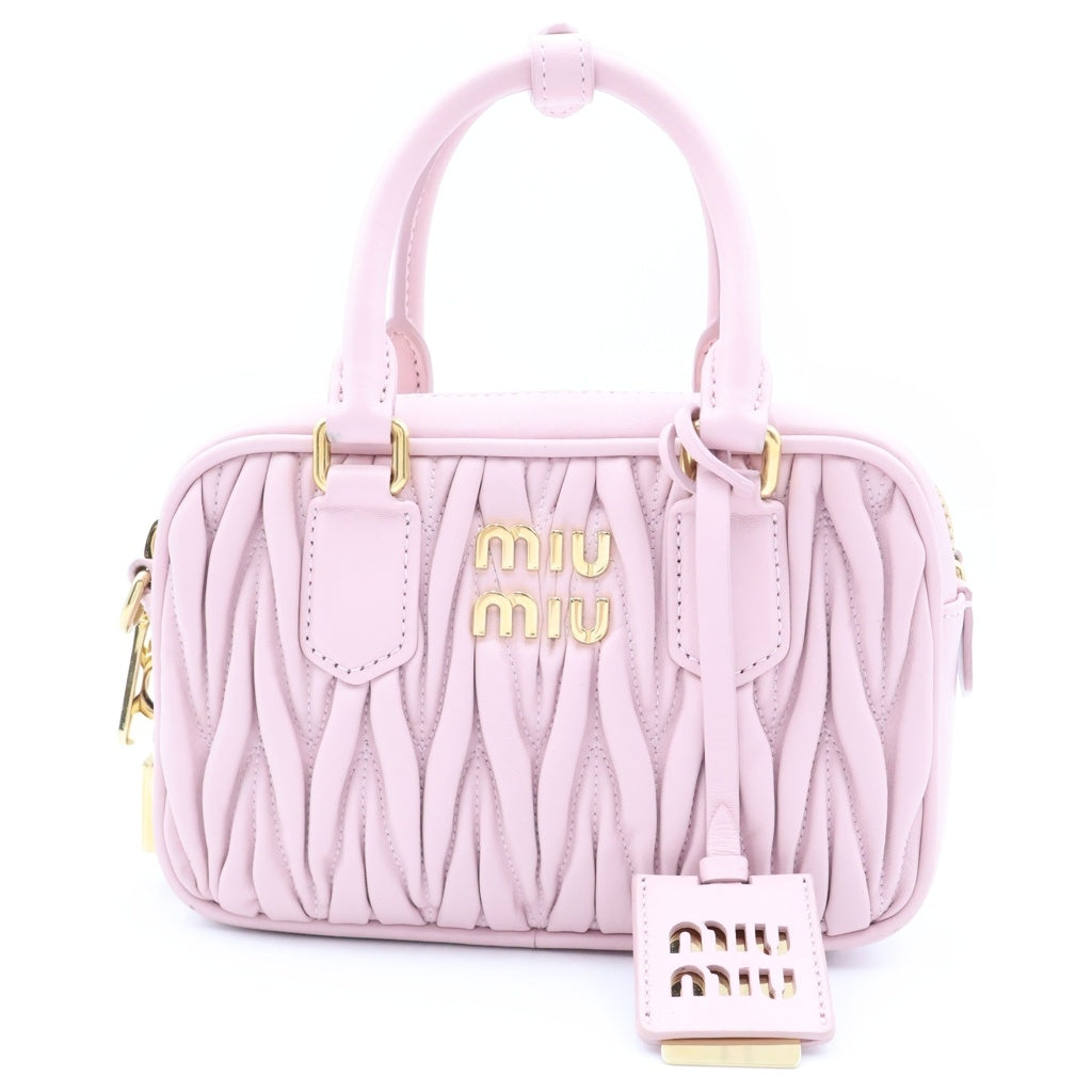 miumiu(ミュウミュウ) アルカディア マテラッセ 2WAYハンドバッグ ショルダーバッグ ミニバッグ ゴールド金具 レザー ピンク レディース