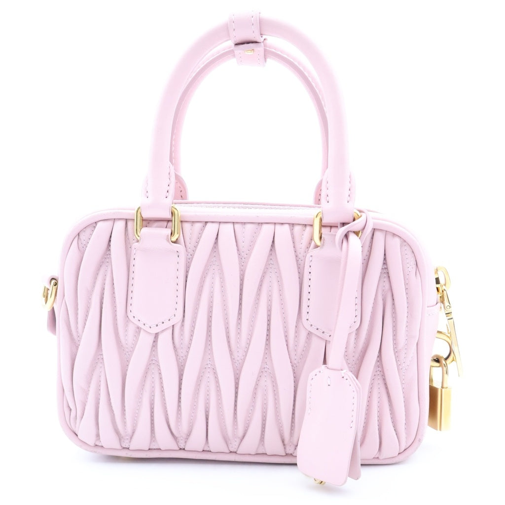miumiu(ミュウミュウ) アルカディア マテラッセ 2WAYハンドバッグ ショルダーバッグ ミニバッグ ゴールド金具 レザー ピンク レディース