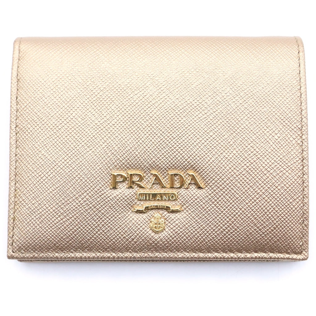 PRADA(プラダ) サフィアーノ 二つ折り財布 ウォレット ゴールド レザー 1MV204 レディース