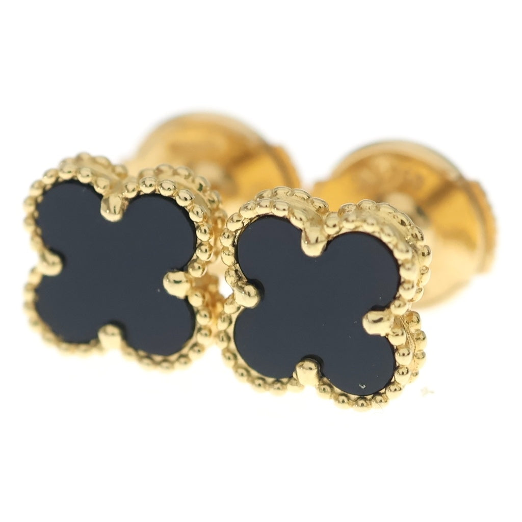 Van Cleef & Arpels(ヴァンクリーフアンドアーペル) スウィートアルハンブラ オニキス ピアス イエローゴールド 750YG VCARA44900 レディース