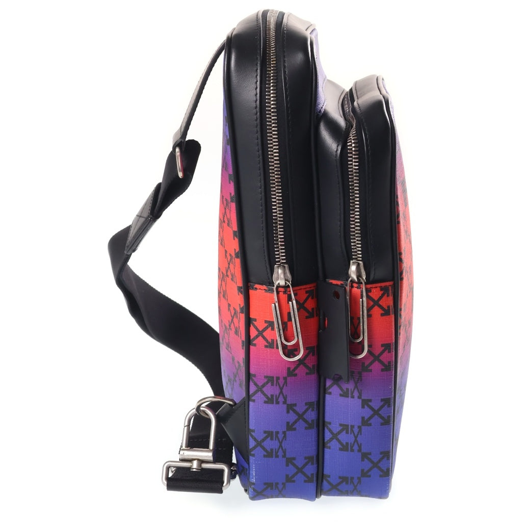 OFF-WHITE(オフホワイト) モノグラム クロス ボディバッグ ショルダーバック レザー レッド/パープル