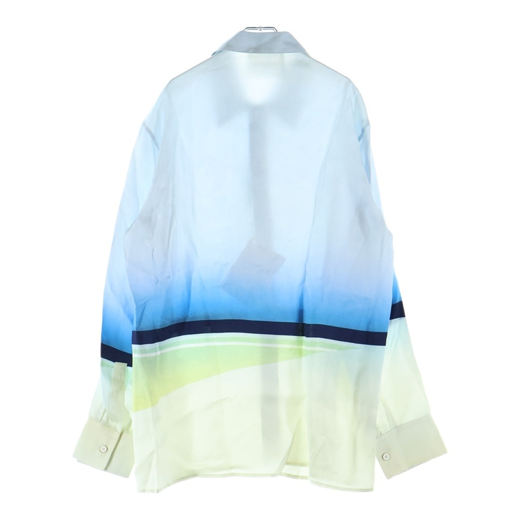 JIL SANDER(ジルサンダー) ホライゾン プリント ビスコース シャツ 長袖 ブルー/ホワイト レーヨン