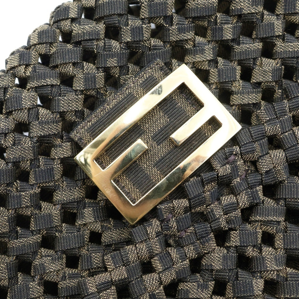 FENDI(フェンディ) マンマバケット ハンドバック ジャガード キャンバス ブラウン 8BR600 レディース