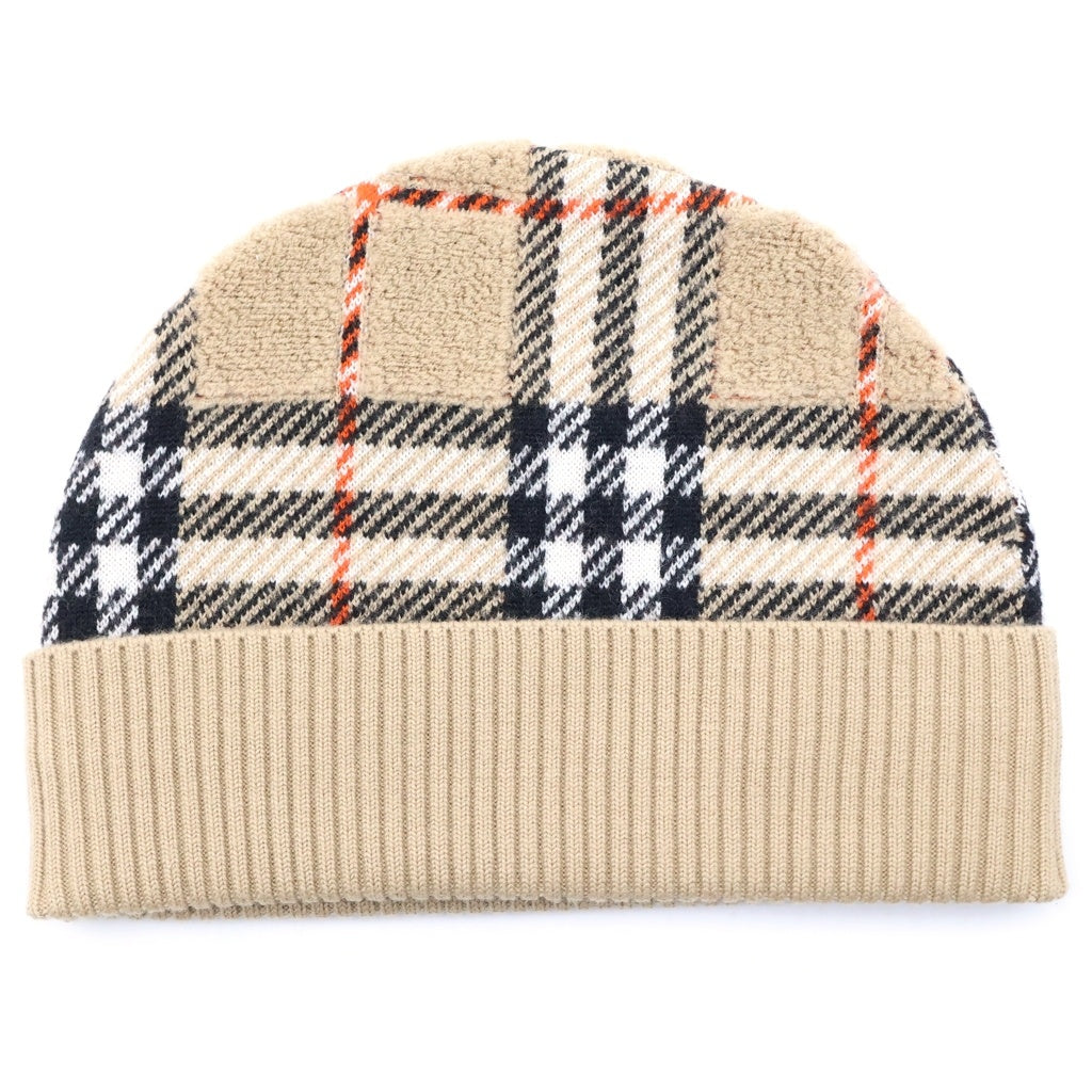 BURBERRY(バーバリー) ノバチェック ビーニー ブラウン ウール ニット帽 レディース