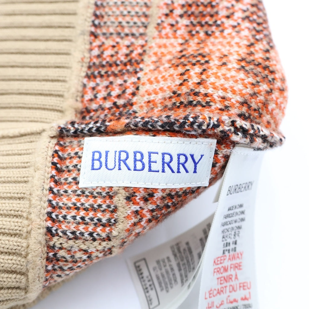 BURBERRY(バーバリー) ノバチェック ビーニー ブラウン ウール ニット帽 レディース