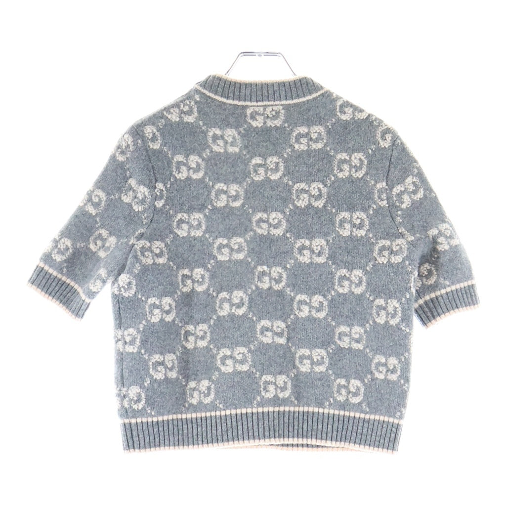 GUCCI(グッチ) GGブークレウール ジャカードトップ 半袖ニット グレー/ベージュ 770059 レディース