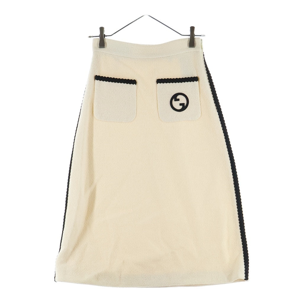 GUCCI(グッチ) GG スカート アイボリー/ブラック ウール 748159 レディース