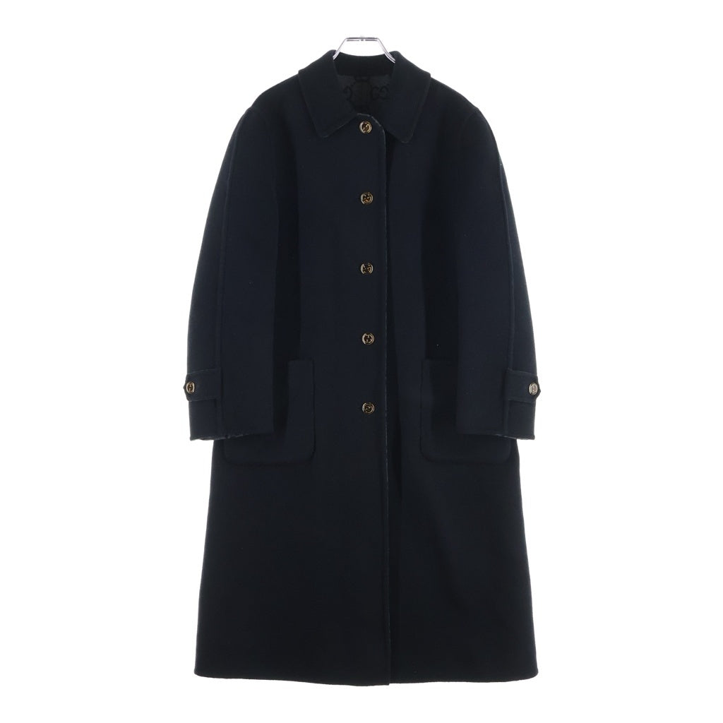GUCCI(グッチ) エレガント リバーシブル GG ウールコート ロングコート グレー/ブラック 695094 レディース