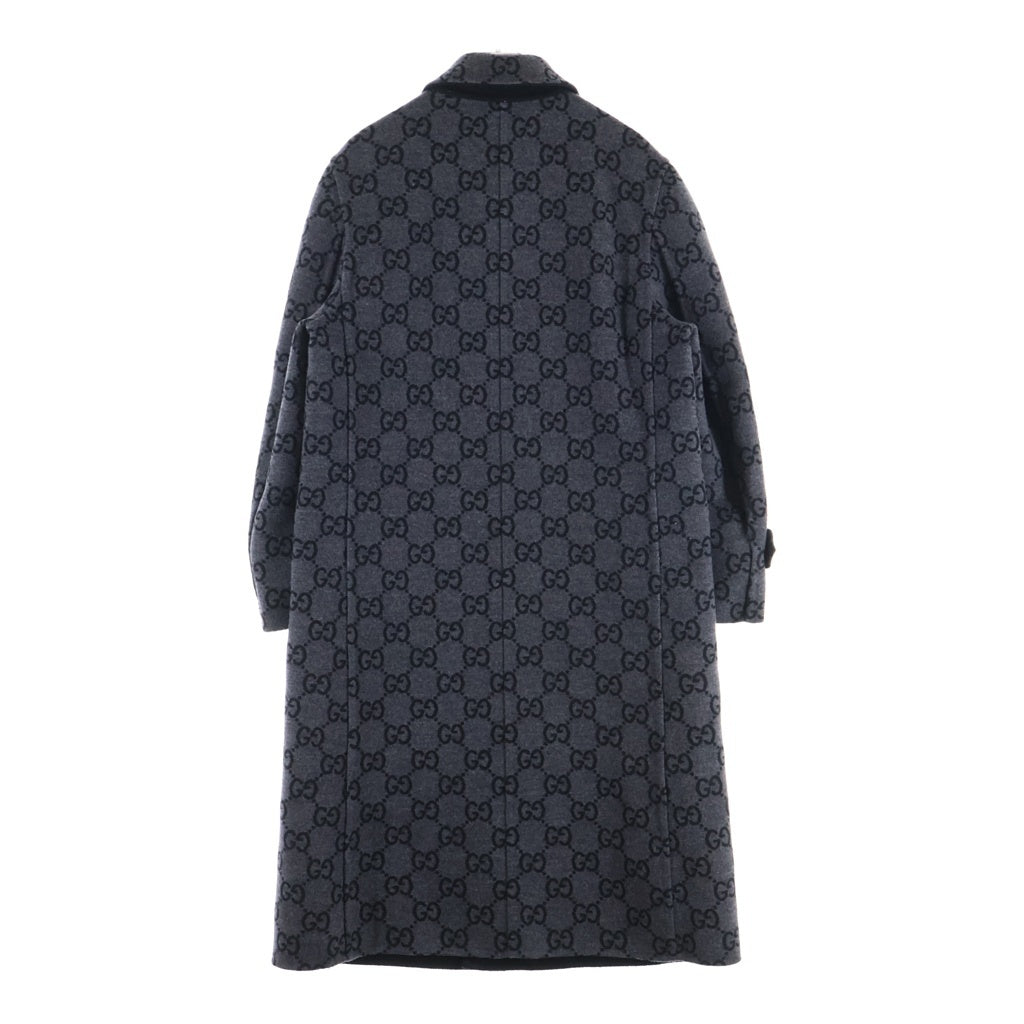 GUCCI(グッチ) エレガント リバーシブル GG ウールコート ロングコート グレー/ブラック 695094 レディース