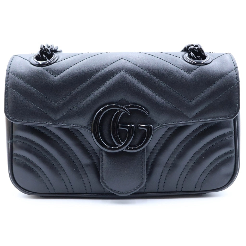 GUCCI(グッチ) GGマーモント ショルダーバッグ キルティング レザー ブラック 446744 レディース