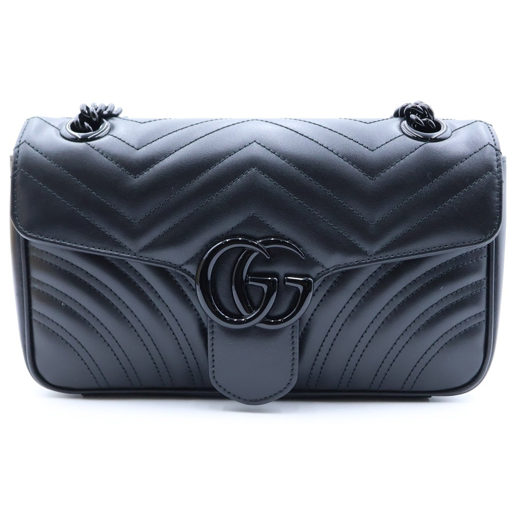 GUCCI(グッチ) GGマーモント ミディアム チェーン ショルダーバッグ キルティング レザー ブラック 443497 レディース