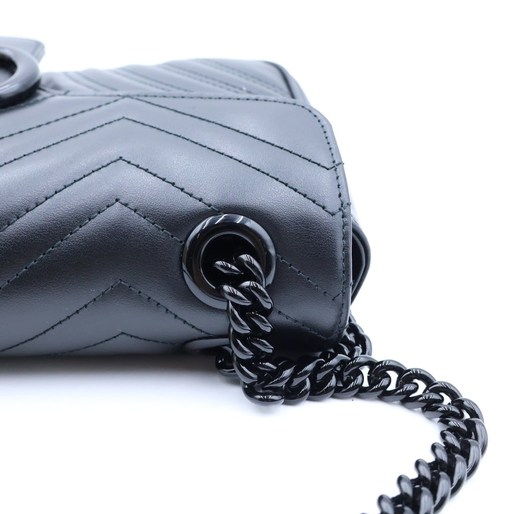 GUCCI(グッチ) GGマーモント ミディアム チェーン ショルダーバッグ キルティング レザー ブラック 443497 レディース