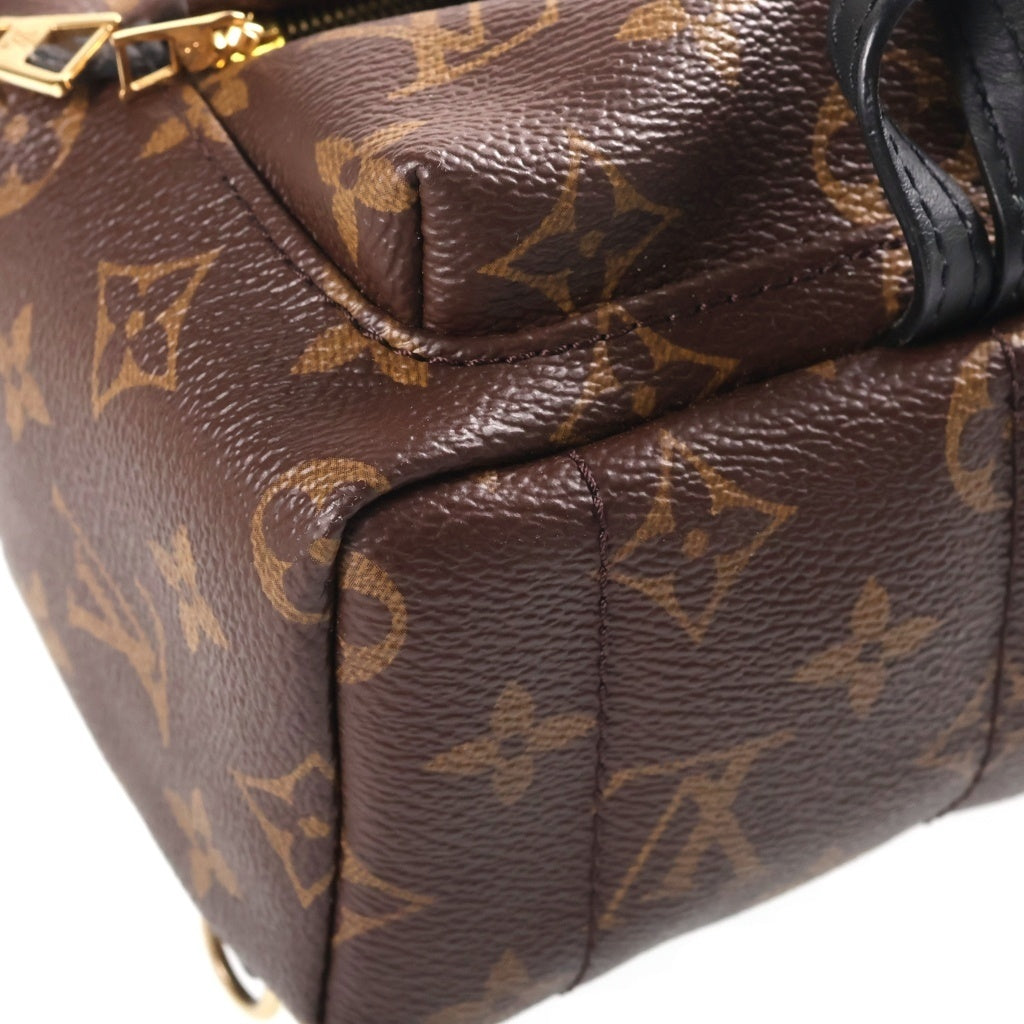 LOUIS VUITTON(ルイヴィトン) モノグラム パームスプリングスMINI リュックサック ブラウン×ブラック レザー×PVC M44873 ゴールド金具 レディース