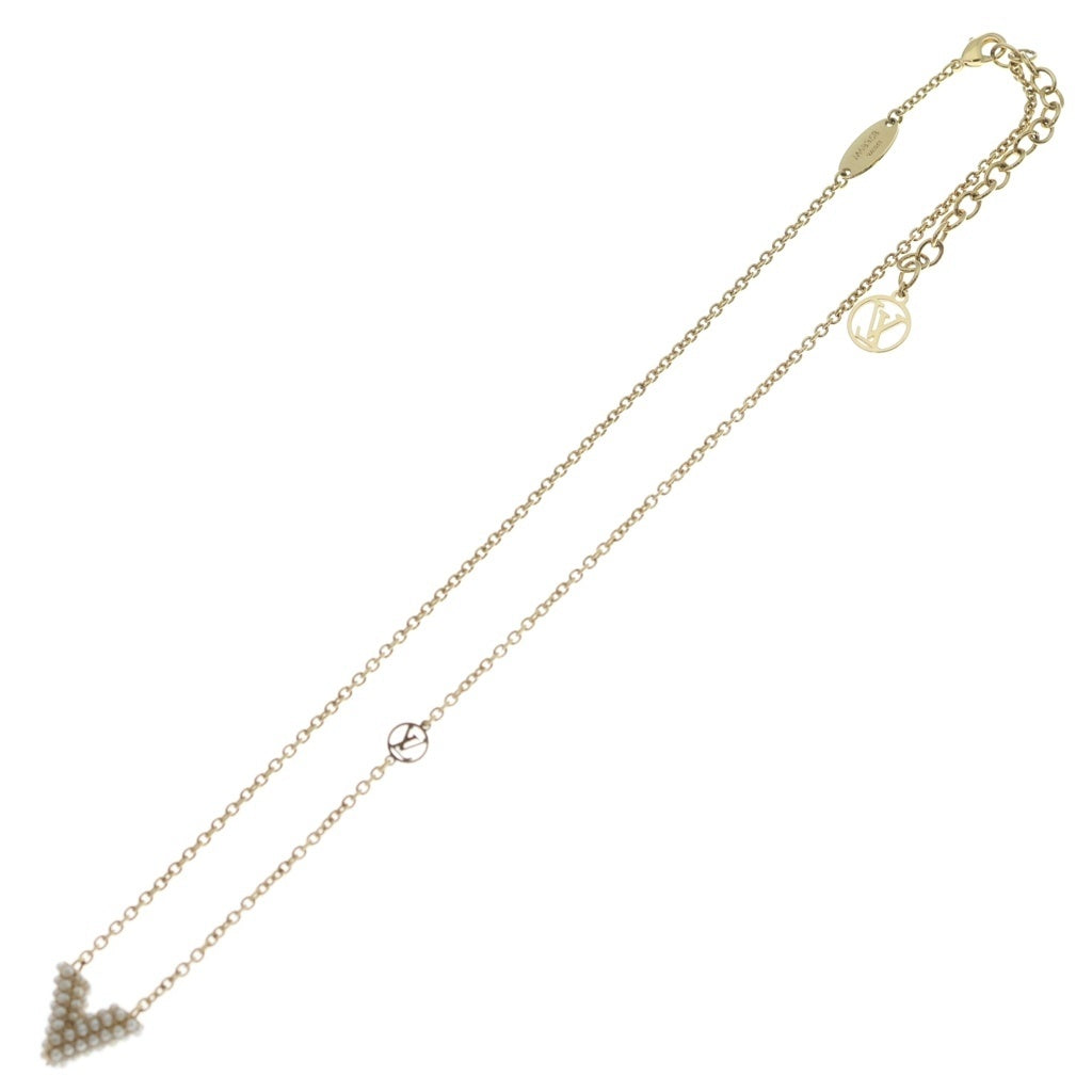 LOUIS VUITTON(ルイヴィトン) コリエ エセンシャルV ペルル ロゴ パール チェーン ネックレス ゴールド M68358 レディース
