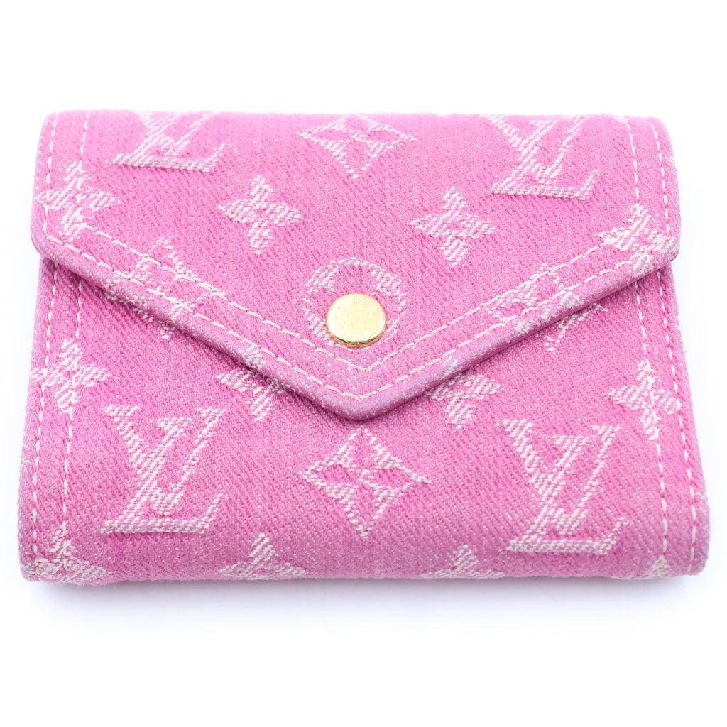 LOUIS VUITTON(ルイヴィトン) モノグラムデニム フューシャデニム ポルトフォイユ・ヴィクトリーヌ コンパクトウォレット 三つ折り財布 ピンク デニム M27707 ゴールド金具 レディース
