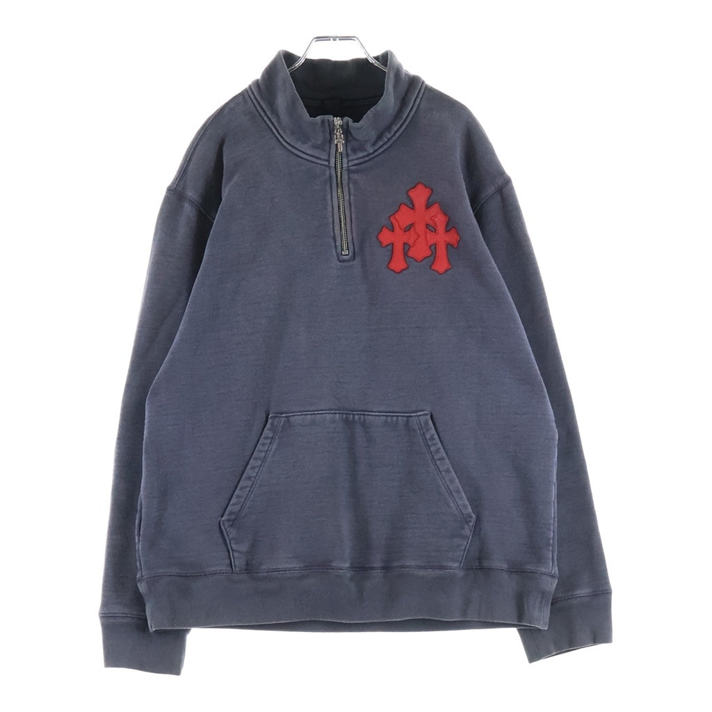 CHROME HEARTS(クロムハーツ) Y Not Label Cross Patch Half Zip Sweat ワイノット クロスパッチ ハーフジップ スウェット ネイビー