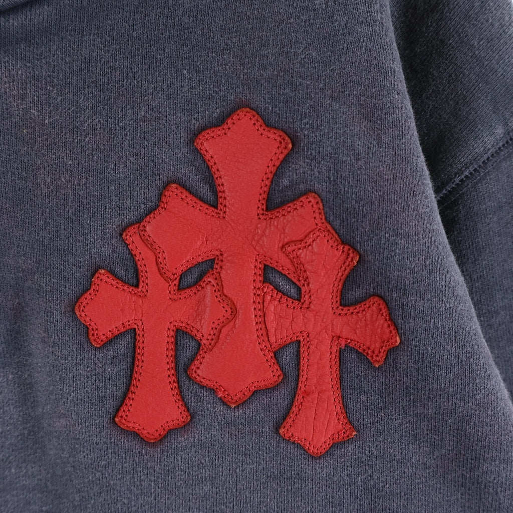 CHROME HEARTS(クロムハーツ) Y Not Label Cross Patch Half Zip Sweat ワイノット クロスパッチ ハーフジップ スウェット ネイビー