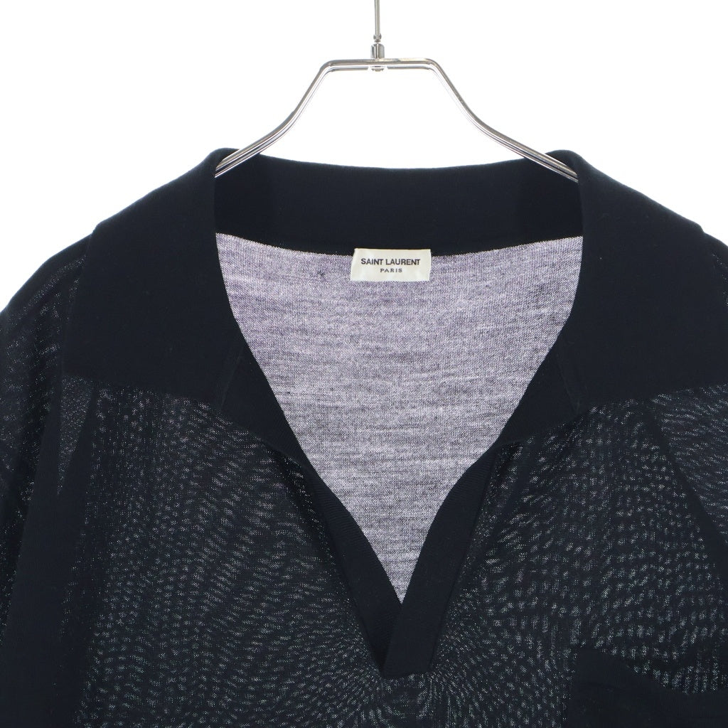 SAINT LAURENT PARIS(サンローランパリ) カサンドラ シアー Tシャツ カットソー YSLロゴ コットン ブラック