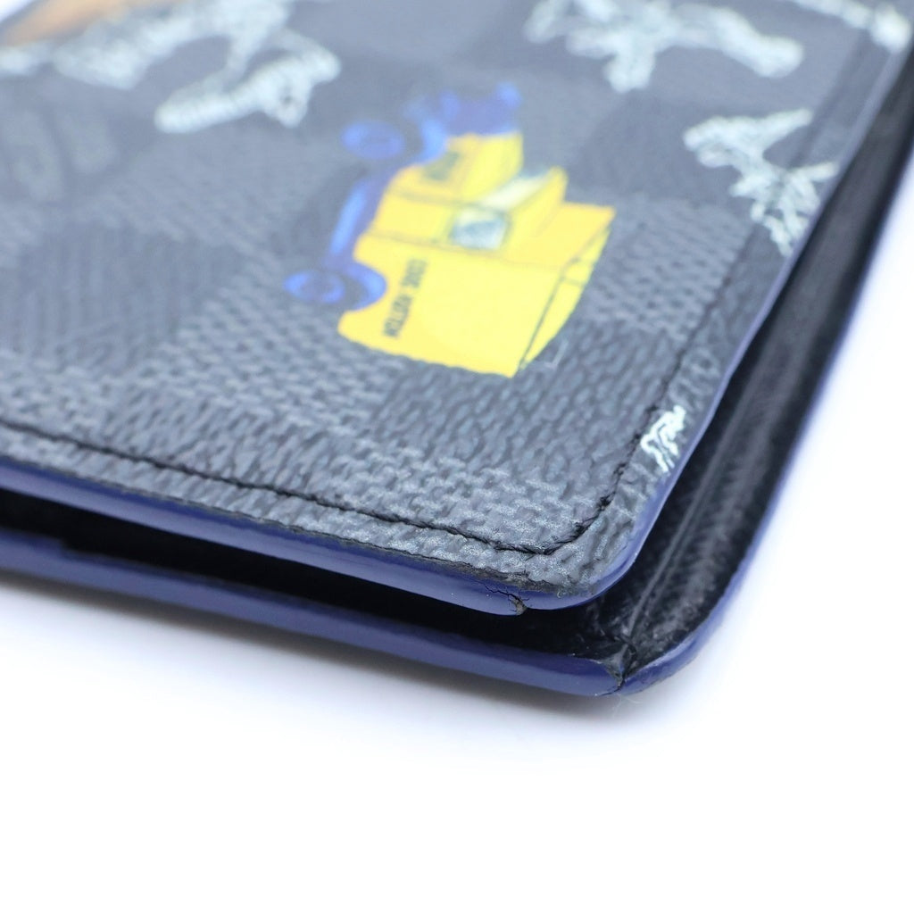 LOUIS VUITTON(ルイヴィトン) ダミエグラフィットマップ ポルトフォイユ・スレンダー NM 二つ折り財布 コンパクトウォレット カードケース ブラック PVCレザー N60281 レディース