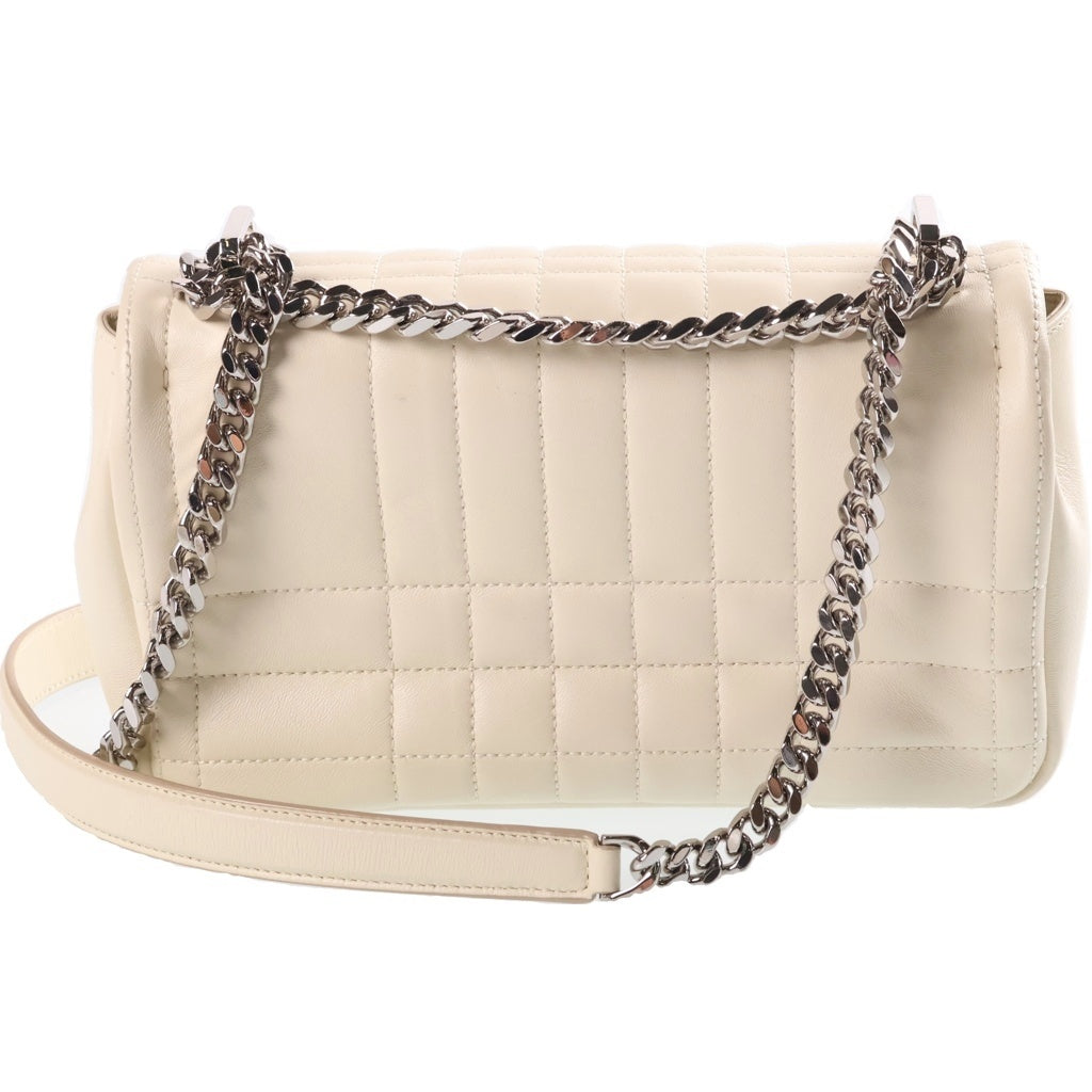 BURBERRY(バーバリー) ローラ チェーンショルダーバッグ アイボリー レザー シルバー金具 レディース
